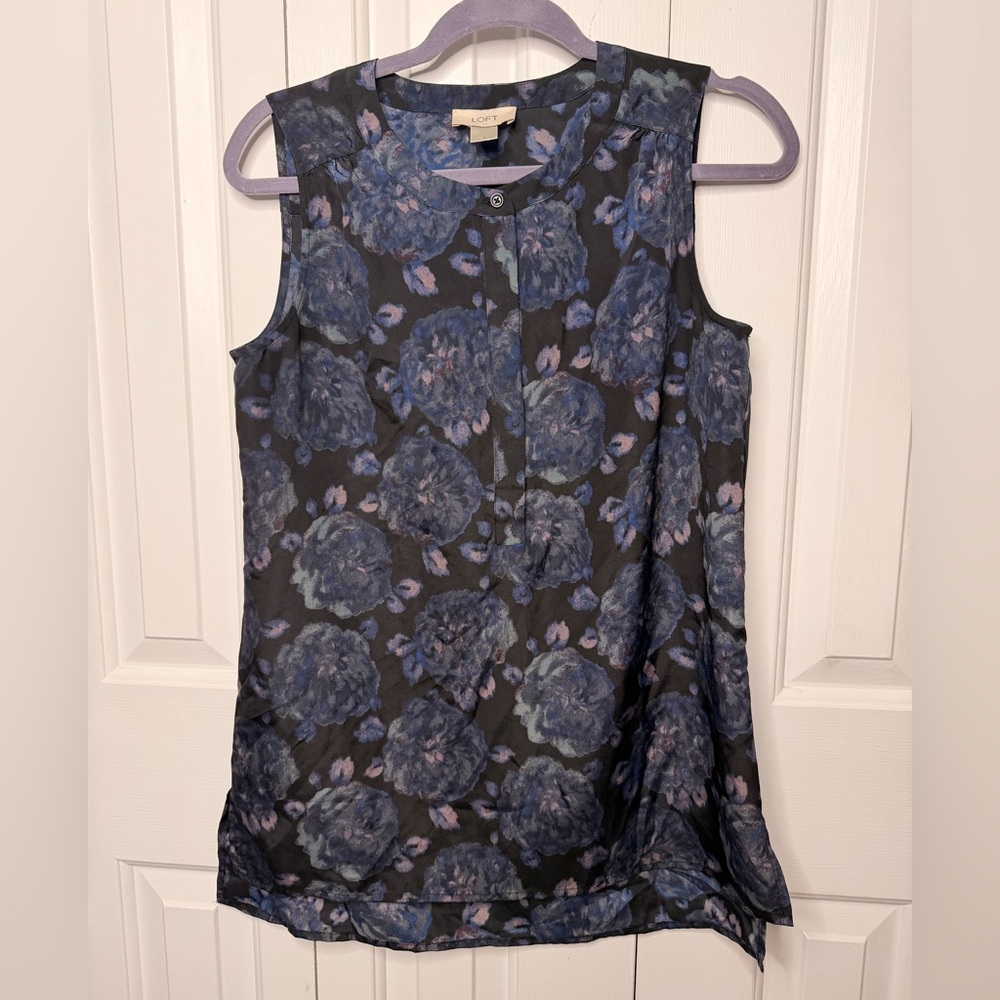 LOFT Women's Abstract Floral Sleeveless Blouse